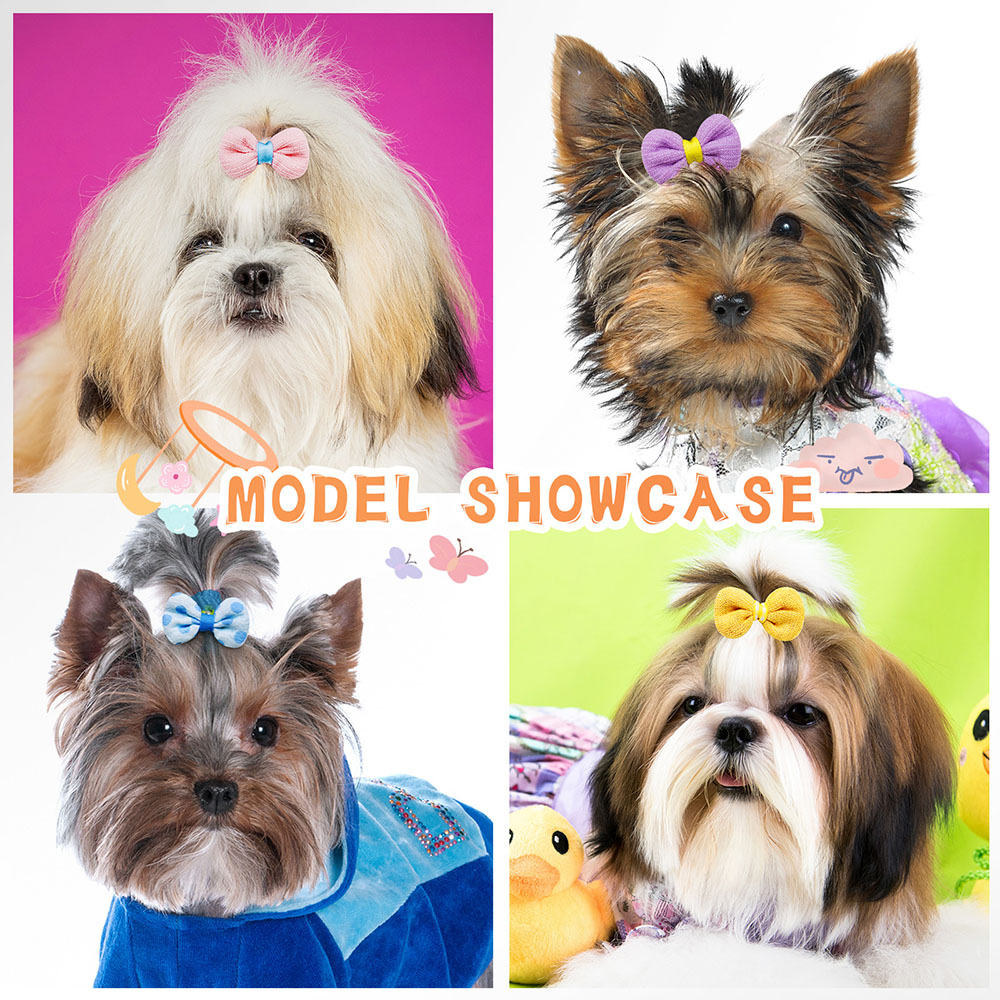 10PCS Pet Dog Decorate Products Small Dog Bows Rubber Bands Hair Bowknot For Dog Handmade Cat Dogs Hair Accessories