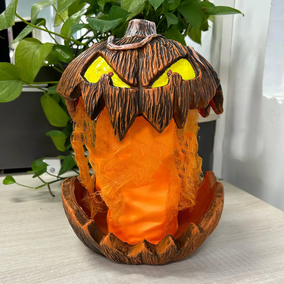 Halloween Animation Horror Pumpkin Headlamp Halloween Horror Decoration Garden Decoration Statue Craftsmanship Adjustable Pumpkin 240907