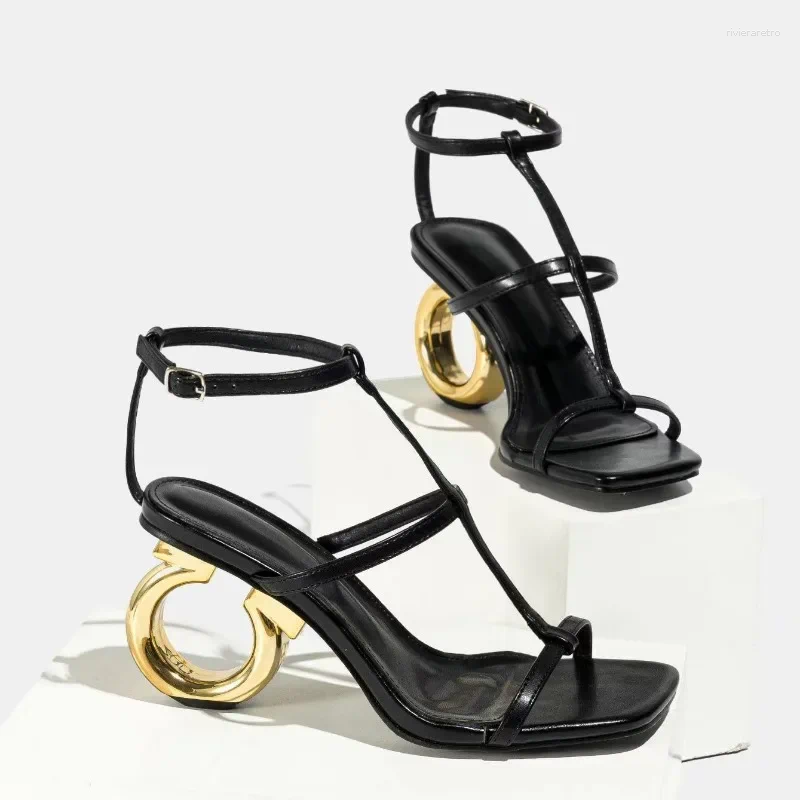 Sandals High Heel Women's Square Toe Heterosexual Open Heels Shoes Sandalias De Mujer Verano