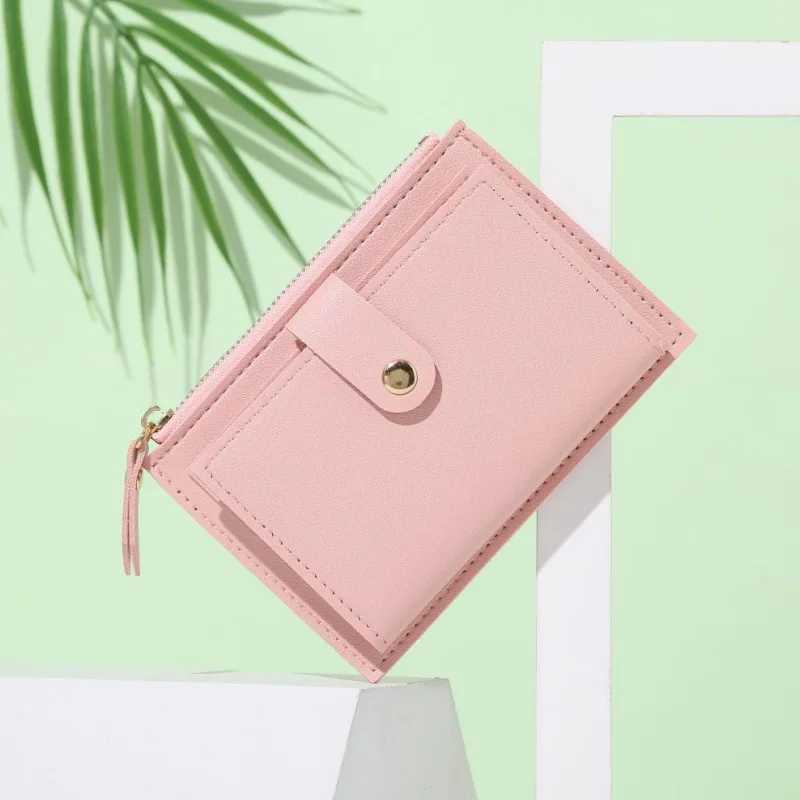 Fashion womens wallet leather womens wallet mini solid multi card holder coin short wallet ultra-thin small wallet zipper Z250411