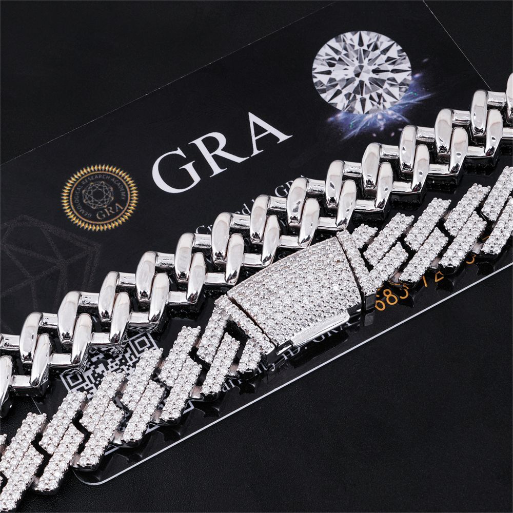 New Arrival Passed Dia Tester Mossanite for Men 12mm Sier Hip Hop Iced Out Jewelry Moissanite Cuban Link Chain Through testing