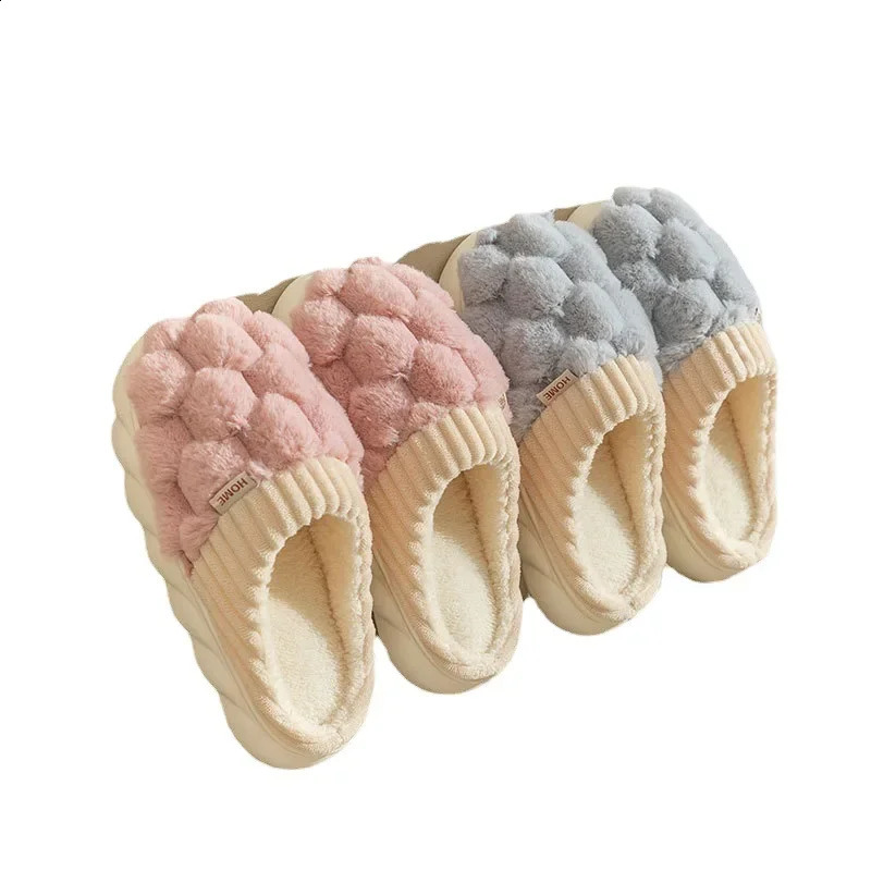 Cotton Slippers for Women Suitable for Spring Autumn and Winter Living Indoor Anti Slip Home Winter Warmth Plush Couple Men Shoe 240910