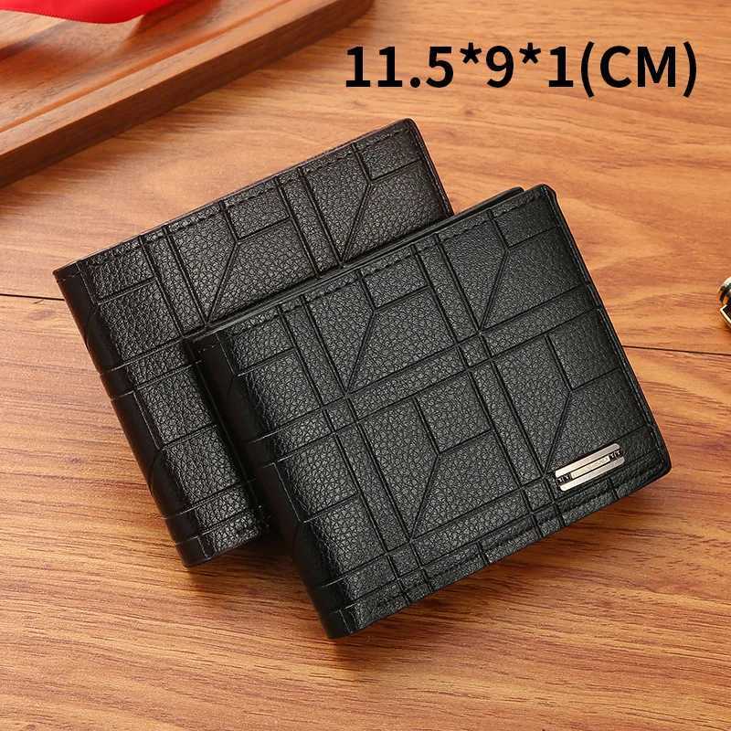 New mens wallet mens short wallet youth fashion smooth horizontal soft leather wallet large capacity multi card wallet Z250411