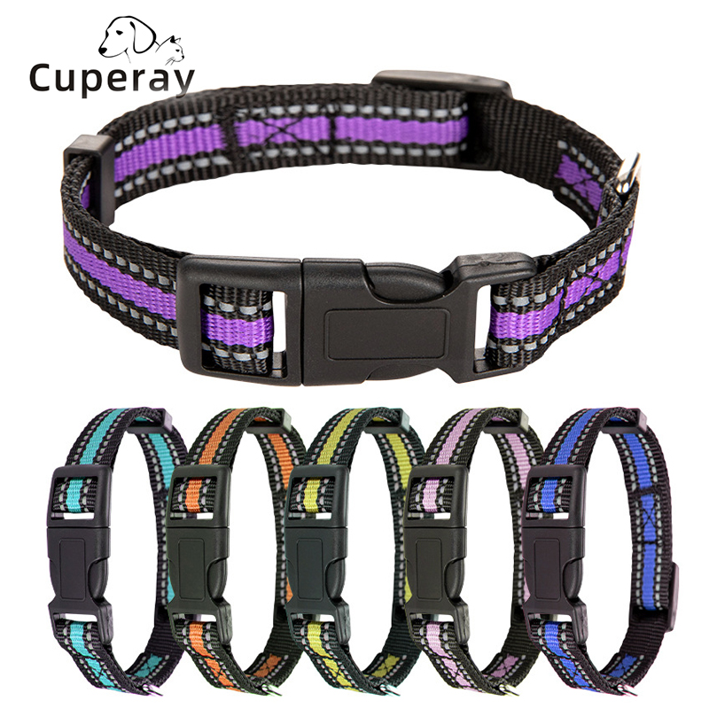 Reflective Dog Collar Adjustable Safety Nylon Pet Collars Sturdy & Durable Suitable for Large,Medium and Small Dogs Pet Supplies