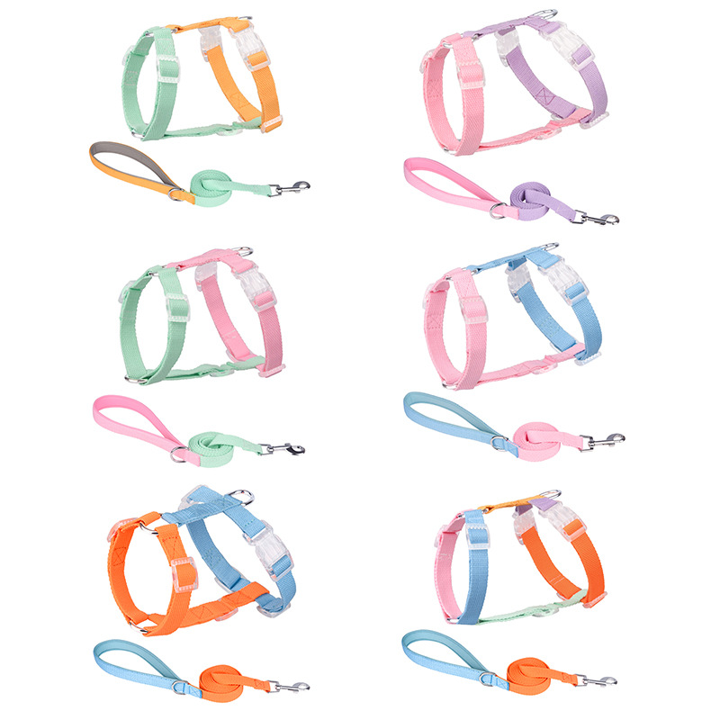 I-shaped Dog Harness with Matching Dog Leash, Polyester-cotton Pet Harness and Leash Set for Small To Medium Dogs Walk Outdoors