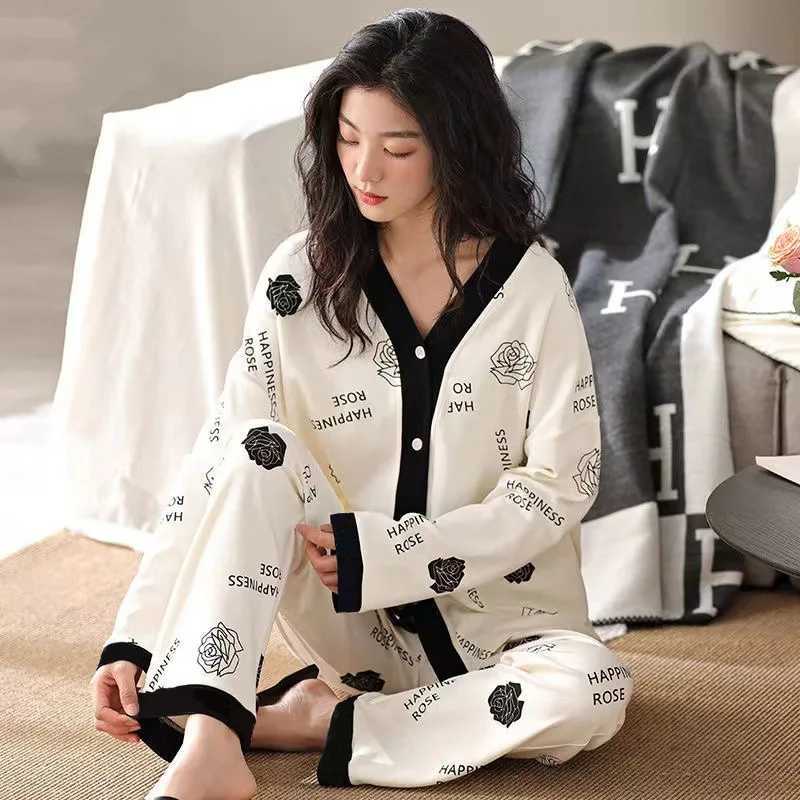 Homewear 2pcs/sets Long-sleeved Clothing Trousers Homewear Ladies Pajama Spring Autumn Clothes Autumn Winter Women Pajama SuitX2409