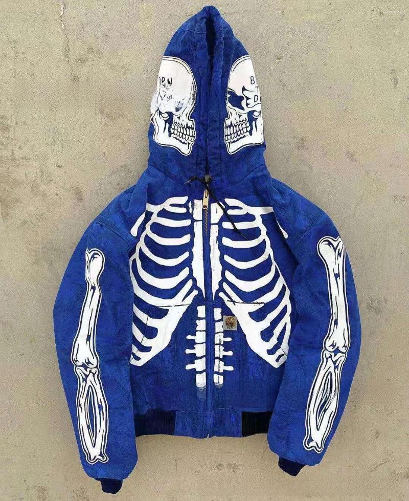 Men's Hoodies Spot Big Promotion Halloween 2024 Autumn And Winter Sweater Cross-border Amazon Skull Long Sleeve Hooded Cardigan