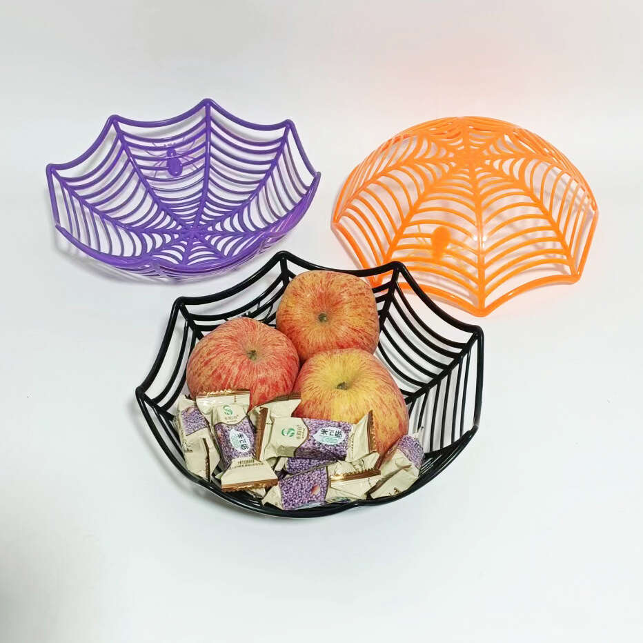 Halloween Black Spider Web Bowl Fruit Plate Candy Biscuit Basket Trick Or Treat Halloween Party Decoration Supplies Kids Gift E07