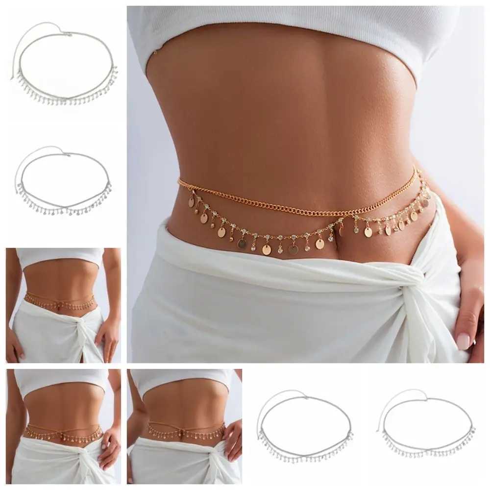 Egant Tassel Rhinestone Star Waist Belly Chain Geometric Shell Iron Chain Body Jewelry WomenXJ250224