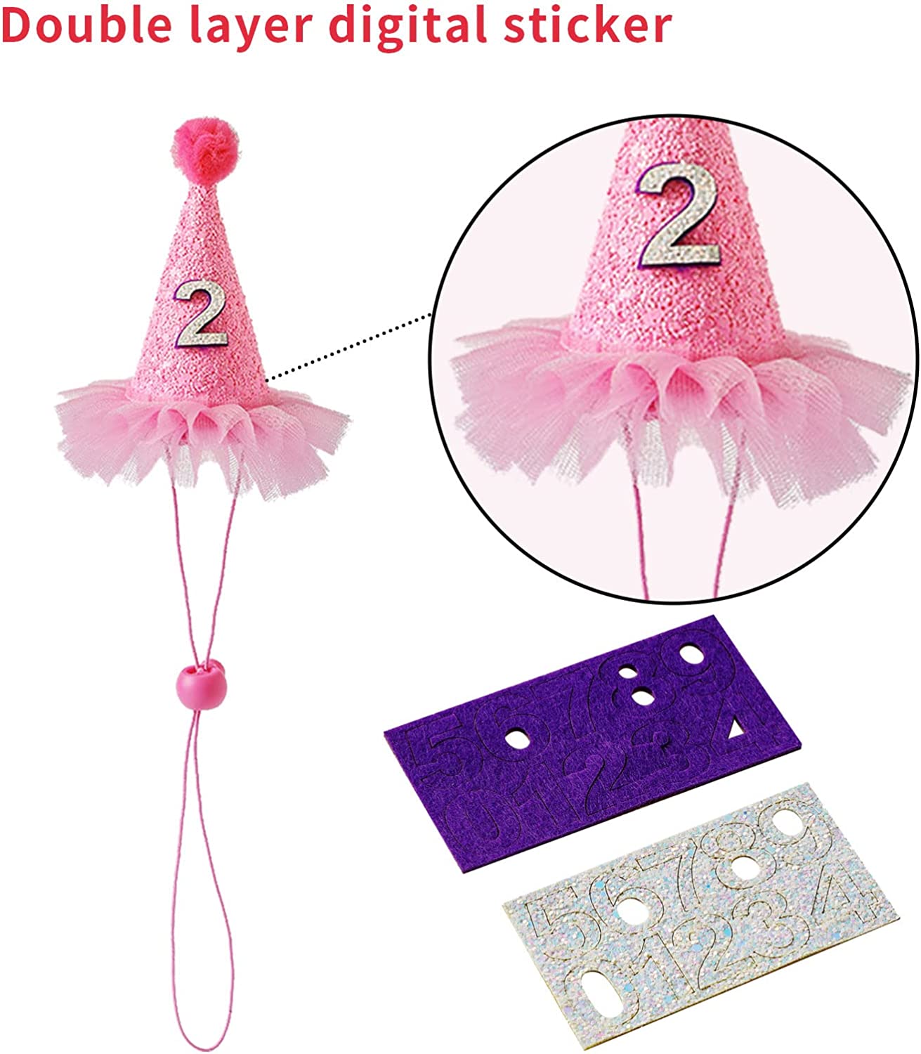 Dog Boy and Girl Birthday Bandana with Hats Reusable Foldable Pet Scarf with Number for Small Medium Dogs Pet Accessories