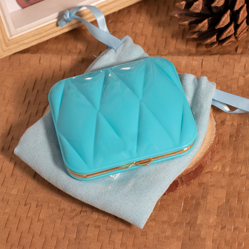 Classic Designer Compact Mirrors Double Facettes Square Blue Pink DUO Makeup Mirror With Dusk Bag Make up Cosmetics Beauty Tools