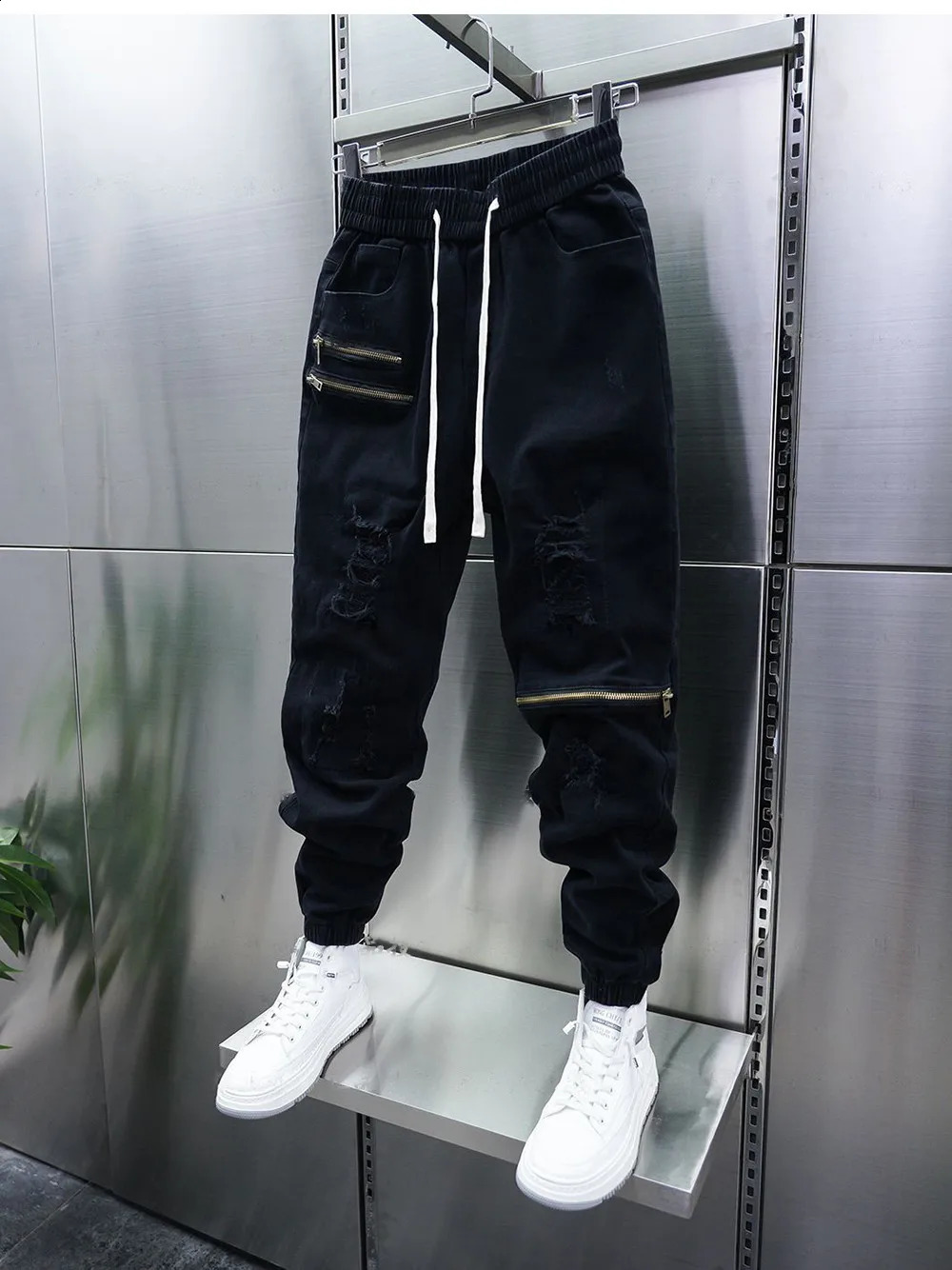 Multi zipper hip-hop sports pants fashionable street harem pants high-quality mens clothing 240909 w250430
