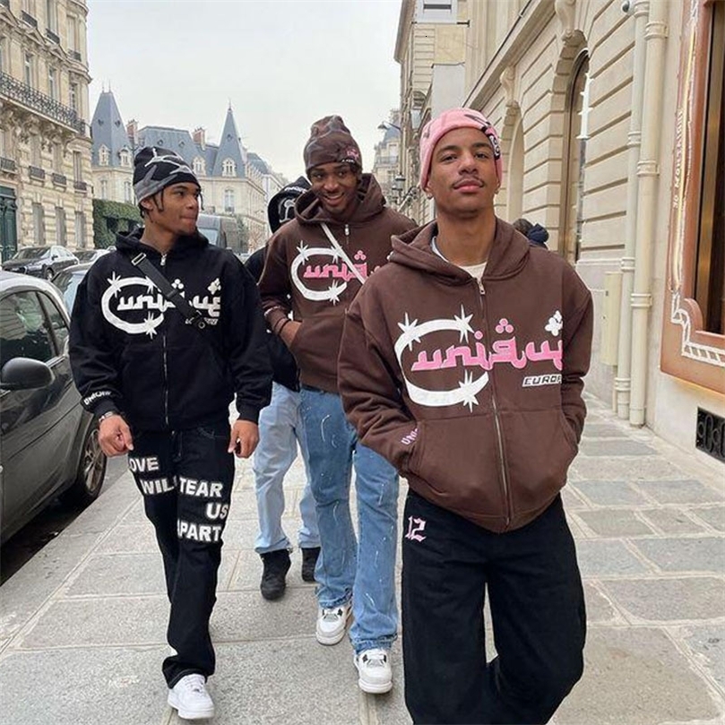 Hip-hop American High Street Cardigan Hoodies Women Y2K Casual Oversized Hooded Sweatshirt Gothic Style Loose Jacket Hoodie 240809