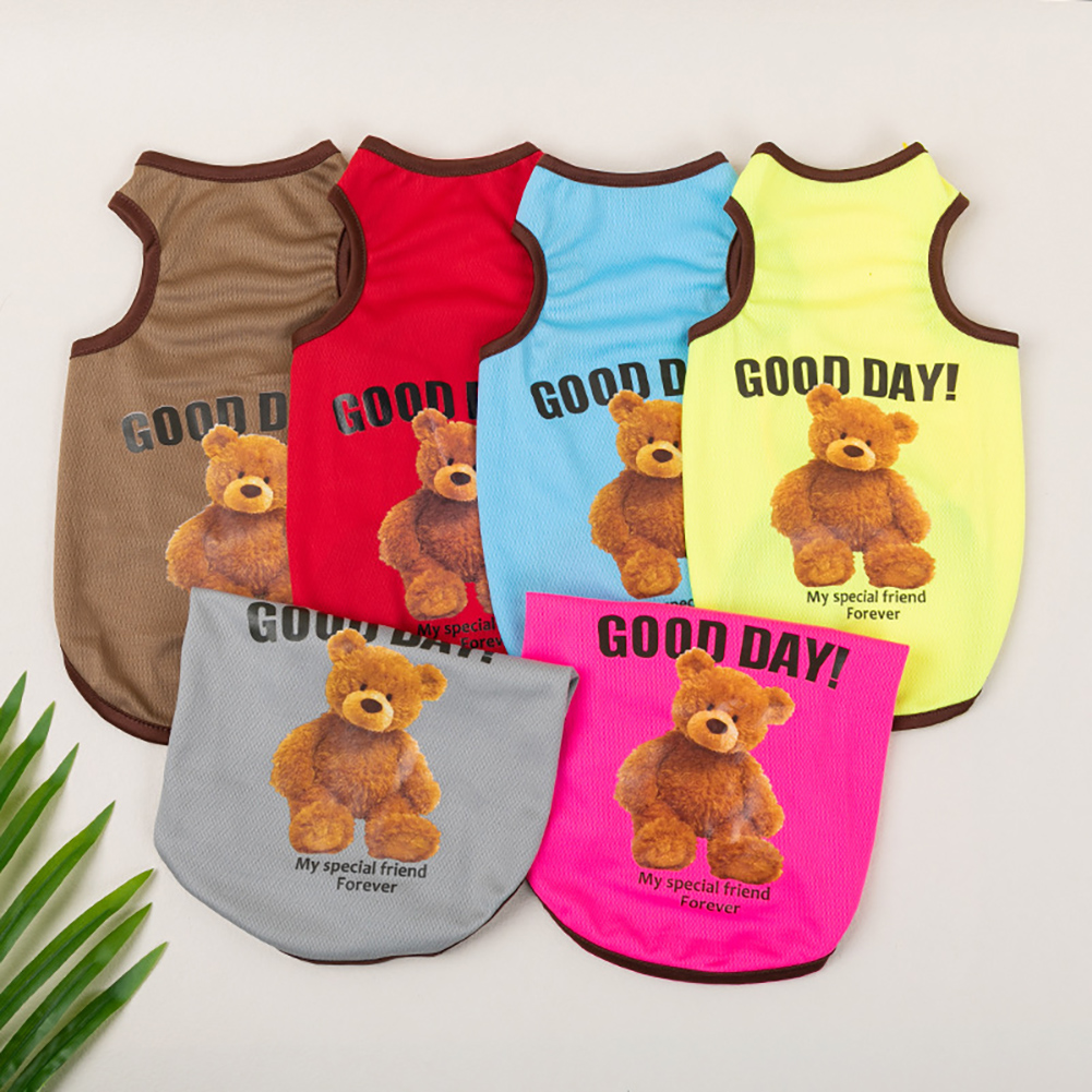 Summer Pet Sleeveless T-shirts Dog Vests Bear Pattern Clothes For Dogs Or Cats Puppy Pet Shirt Cute Summer Pet Products