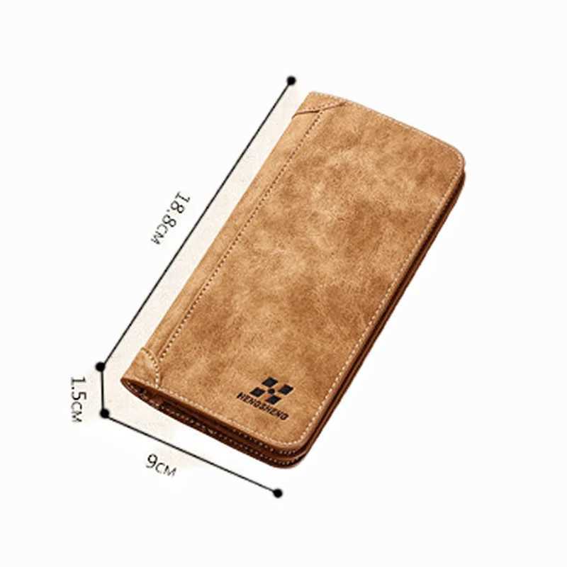 Mens wallet PU leather frosted long wallet coin pocket Billetera Hombre mens wallet mens ID card clip money bag Z250411