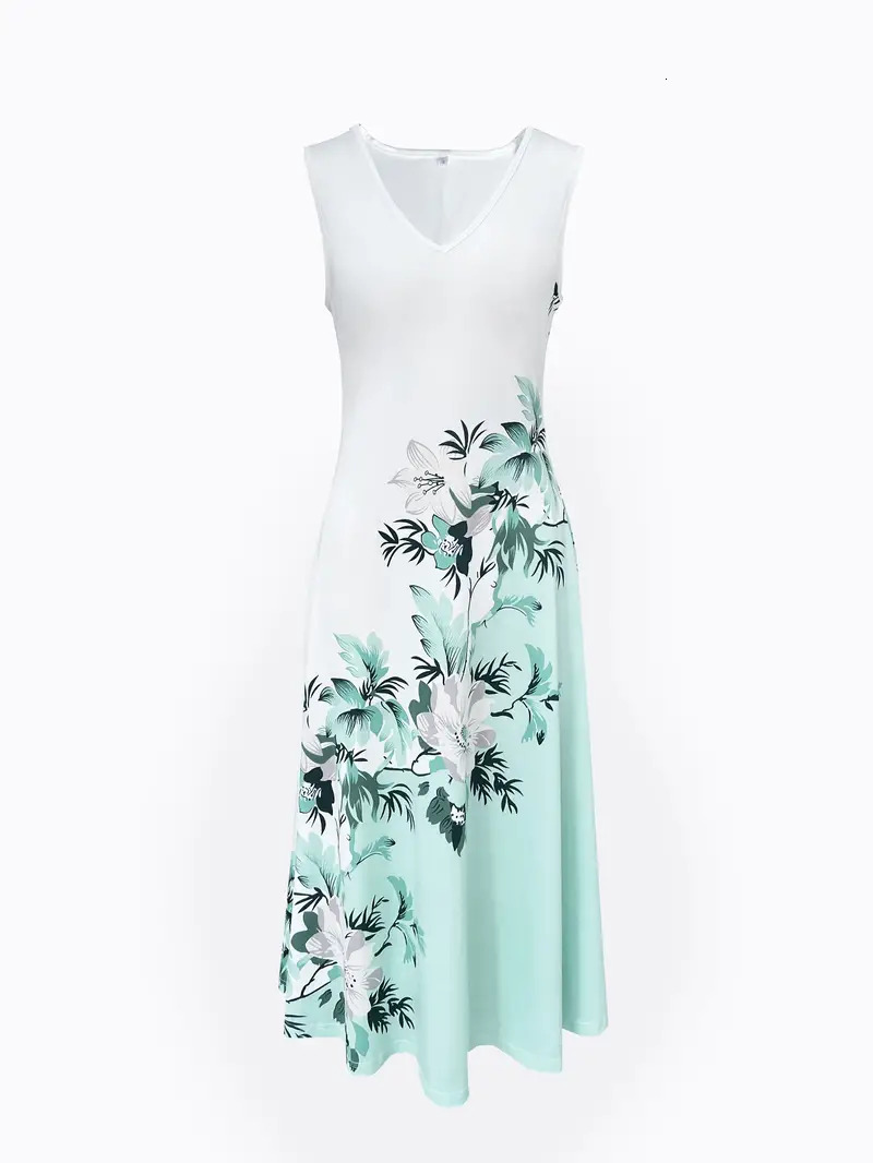2023 European and American Autumn New Women's Long Dress Two Piece Flower and Grass Print Round Neck Dress Coat Women