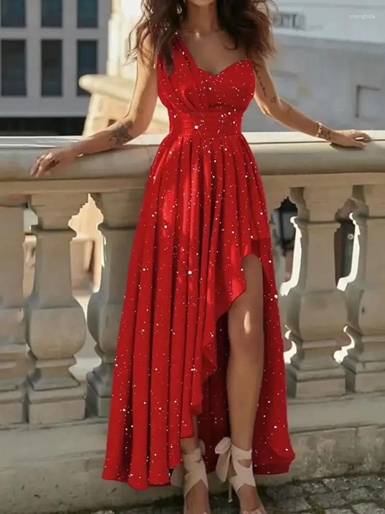 Casual Dresses Sexy Women Elegant Red Cocktail Party Evening Chic Gala Graduation Luxury Formal Occasion Bridesmaid Gown Dress Clothes