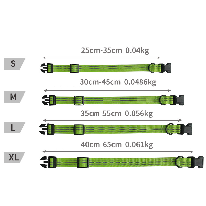 Reflective Dog Collar Adjustable Safety Nylon Pet Collar Strong & Durable for Small Medium Dogs and Cat Outdoor Training Running