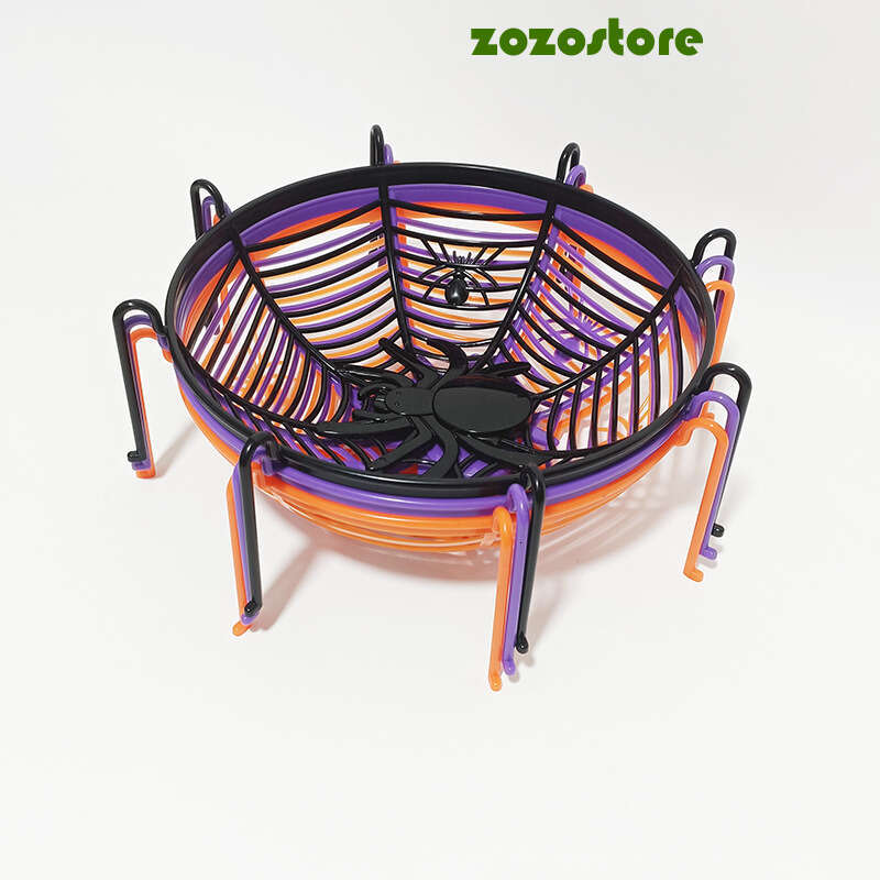 Halloween Black Spider Web Bowl Fruit Plate Candy Biscuit Basket Trick Or Treat Halloween Party Decoration Supplies Kids Gift E07