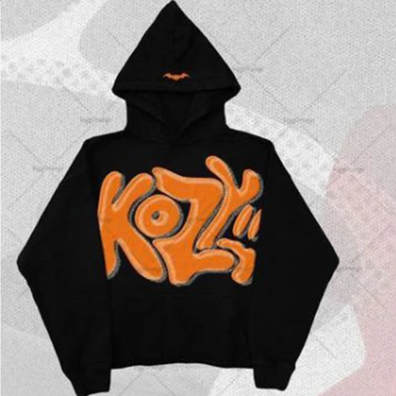 Y2k traf printed stitch letters European and American style casual dark tops for men and women street printing loose hooded swea 240910