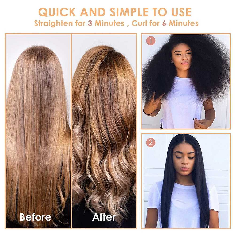 Electric Hot Heating Comb 3-in-1 Hair Straightener Hair Smooth Flat Iron Straightening Brush for wigs Curling Iron W250610