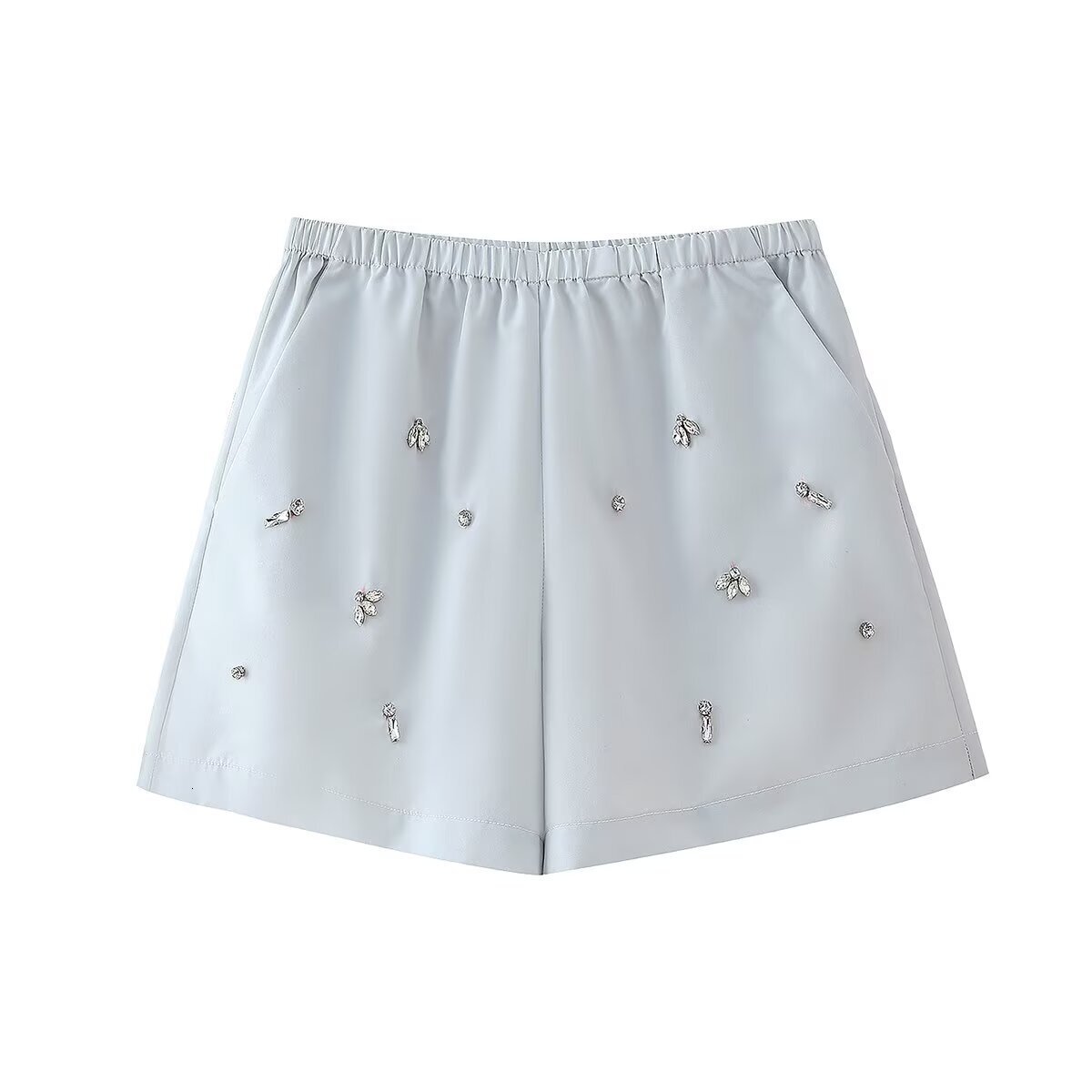 Poplin Shirt Womens Autumn New Product Decoration Long Sleeved Shorts Set Jewelry Inlay