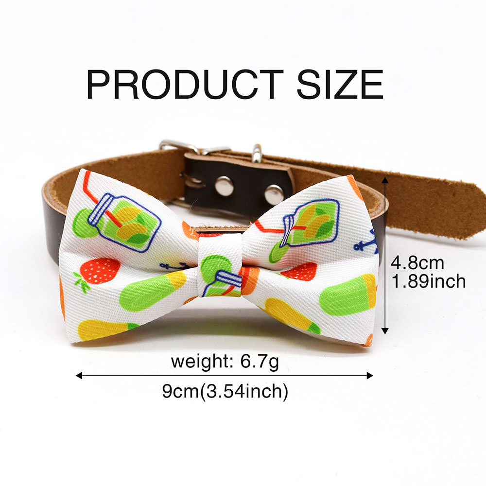 10PCS Removable Dog Bow Ties With Elastic Bands Summer Fruit Print Puppy Bowties Dog Collars Pet Grooming Accessories For Dogs