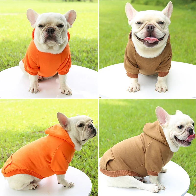 Soft Dog Winter Hooded Sweatshirt Pet Coat Puppy Jacket for Small Medium Dogs French Bulldog Coat Chihuahua Yorkie Pet Costume
