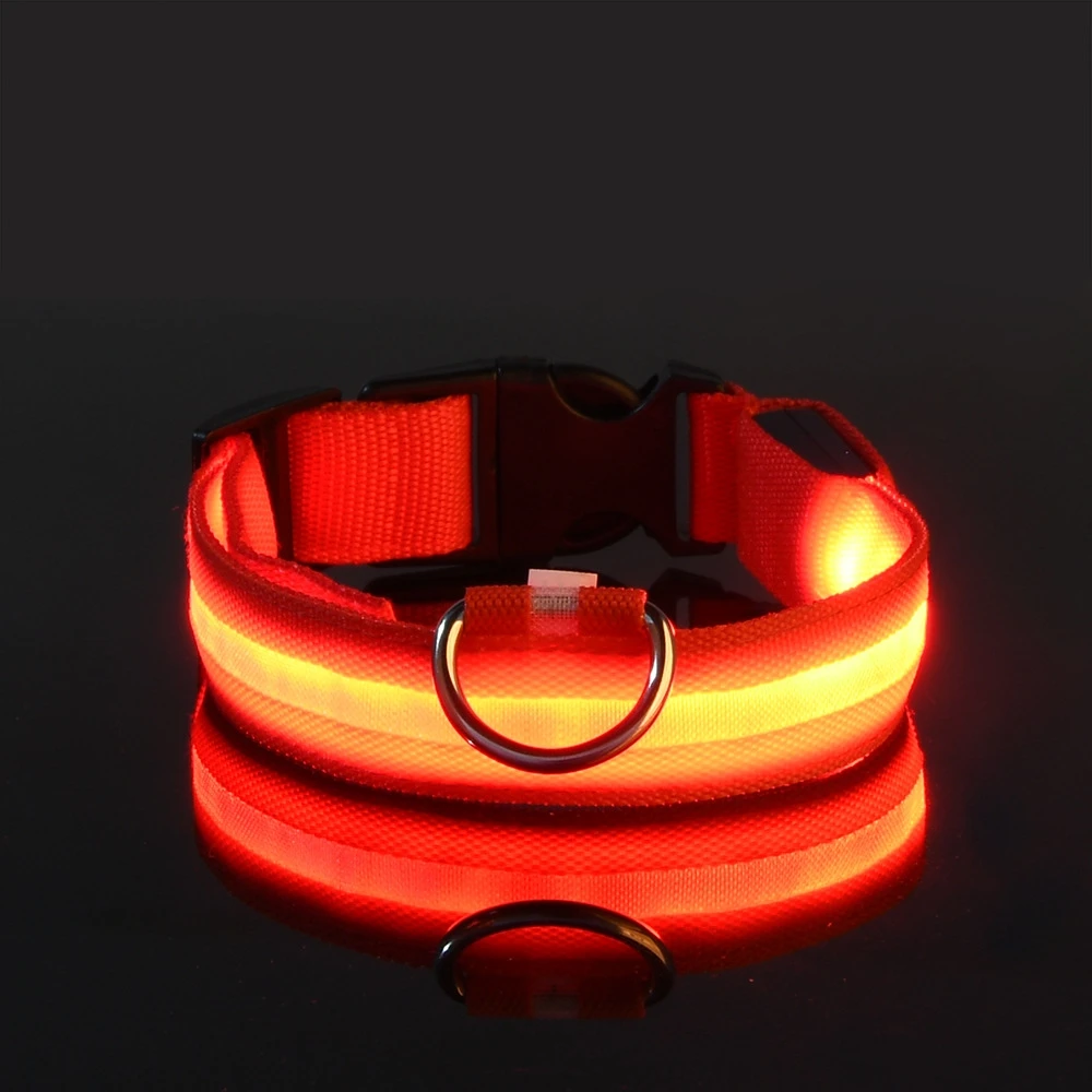 Collar Nylon LED Night Safety Flashing Glow In The Dark Pet Dog Leash pet Dogs Luminous Fluorescent dog accessories collar