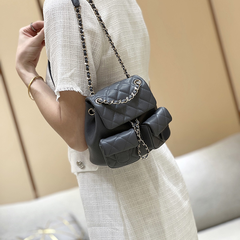 Designer bag Small backpack 17.5cm TOP Quality Genuine leather School bag Luxury Woman chain bag With box C25A