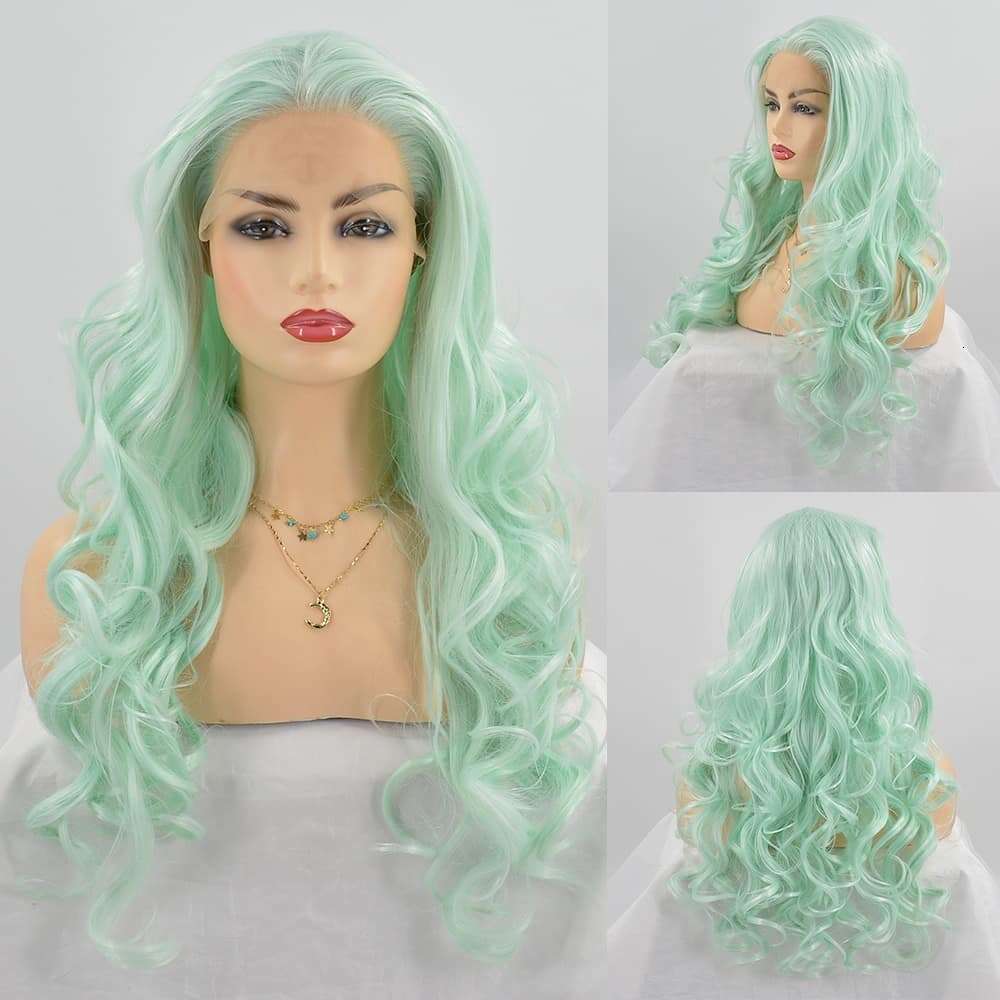 QW Sier Blonde Body Wave Synthetic Lace Front For Women Free Part Pre Plucked Natural Looking Daily Party Wear Wigs