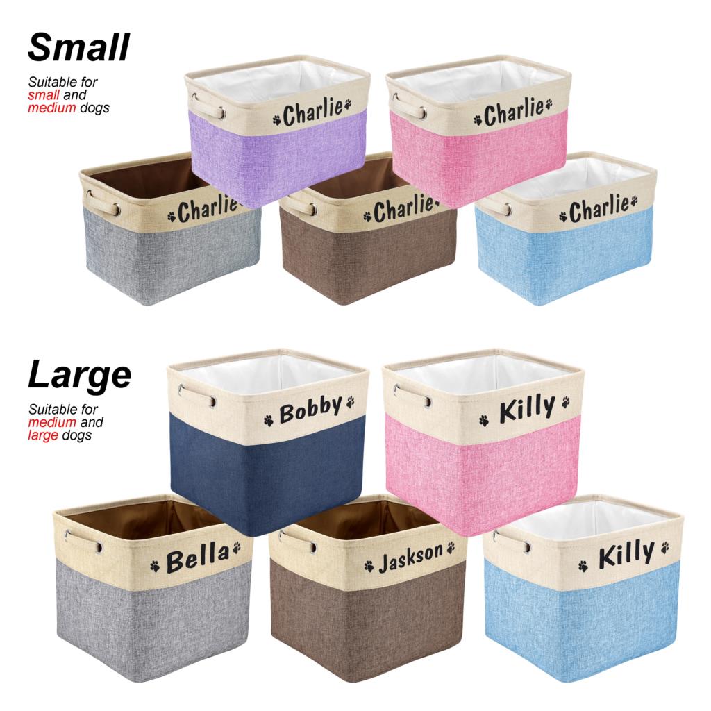 Custom Pet Dog Toy Storage Basket Personalized Foldable Dog Canvas Bag Pet Toys Clothes Storage Box Dog Accessories Pet Supplies