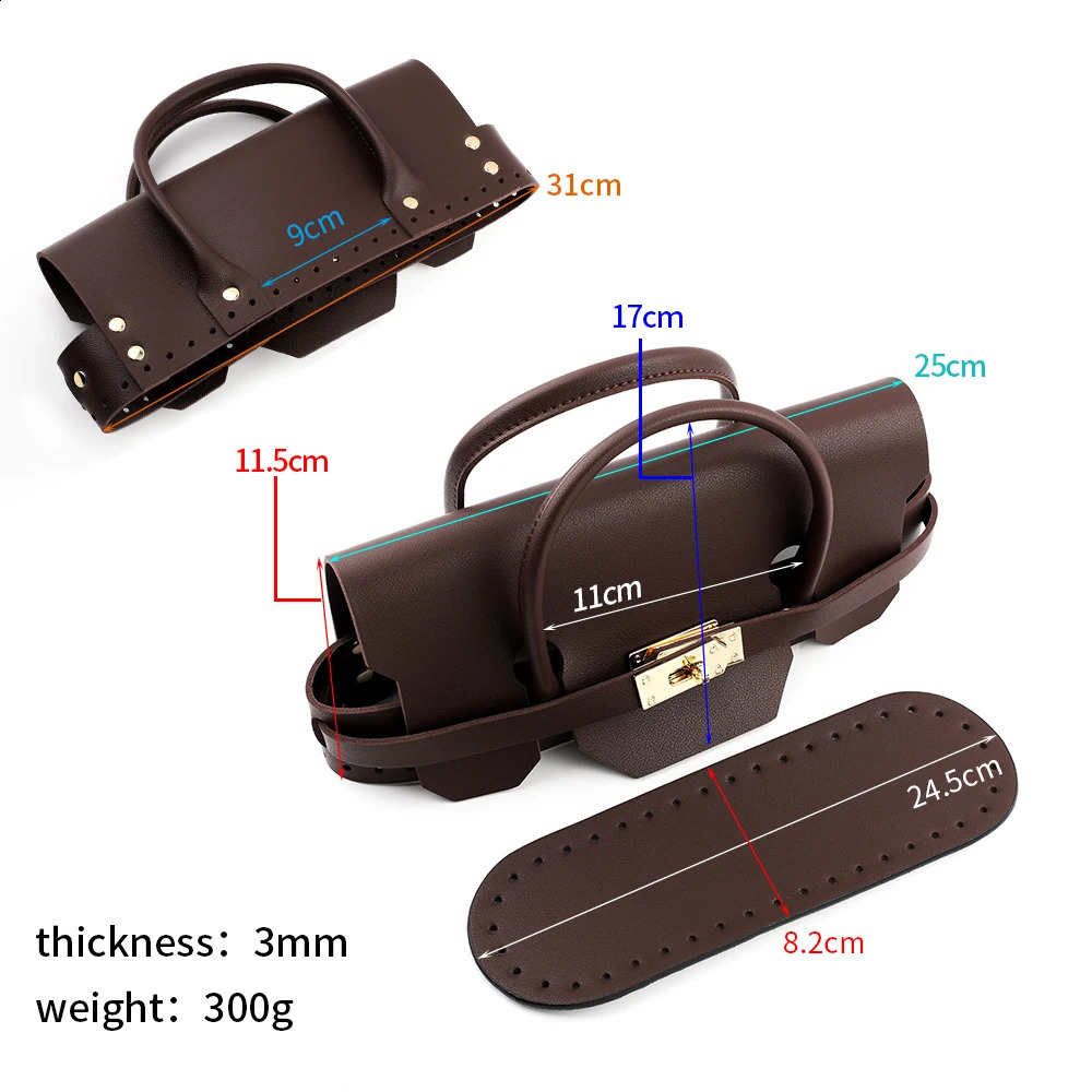 DIY bag set sewn handbag shoulder bag with handmade PU leather messenger bag set with pocket bottom accessories 240907