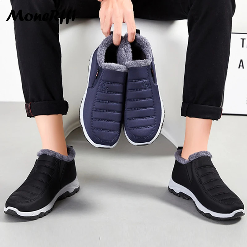 Winter snow boots mens plus size mens shoes warm fur mens shoes unisex ankle boots waterproof shoes mens shoes work shoes 240909