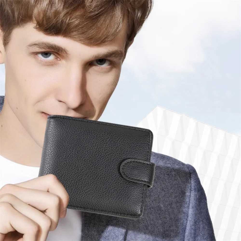 High capacity mens leather wallet with multiple card slots ID card holder coin wallet fashionable commercial wallet Z250411