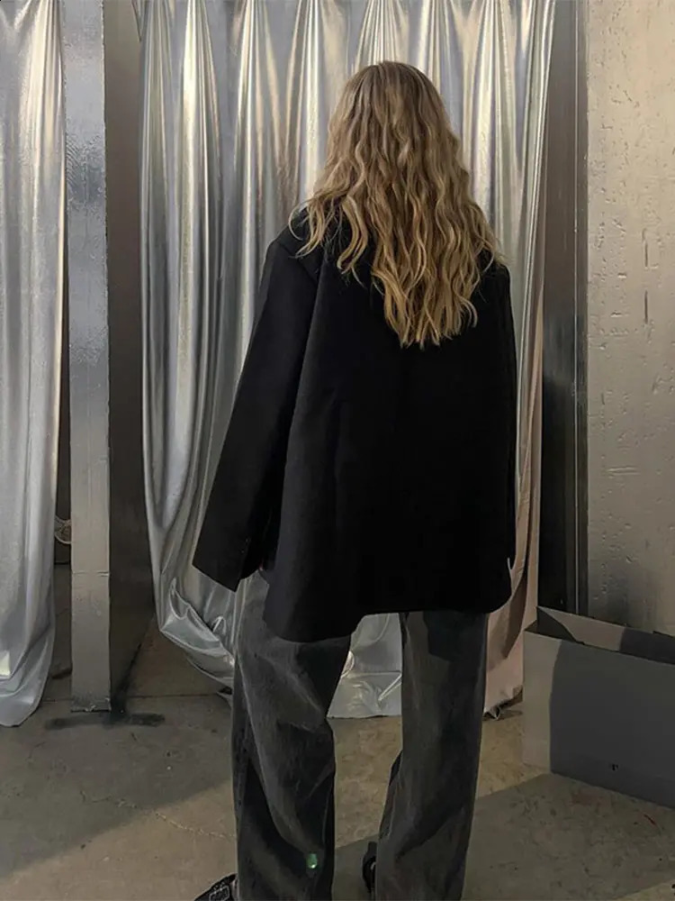 Women's Elegant Lapel Suit Jacket, Casual Loose Long Sleeve Office Blazer, Style B4