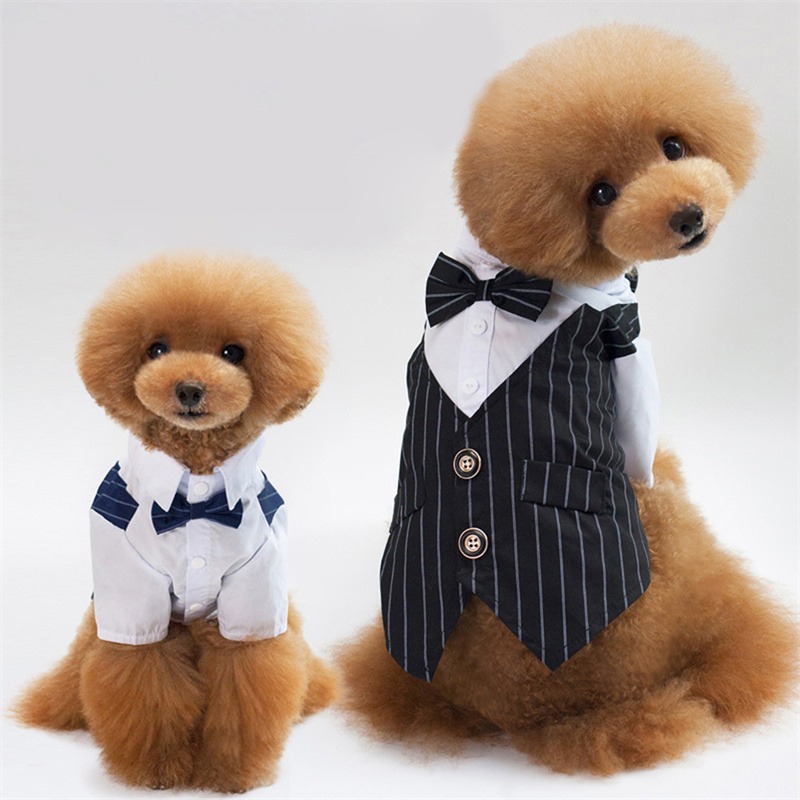 Dog Striped Suit Cat Suits Shirt Set Pet Fashionable Simple Casual Handsome Wedding Clothes Pets Decoration Accessories Supplies