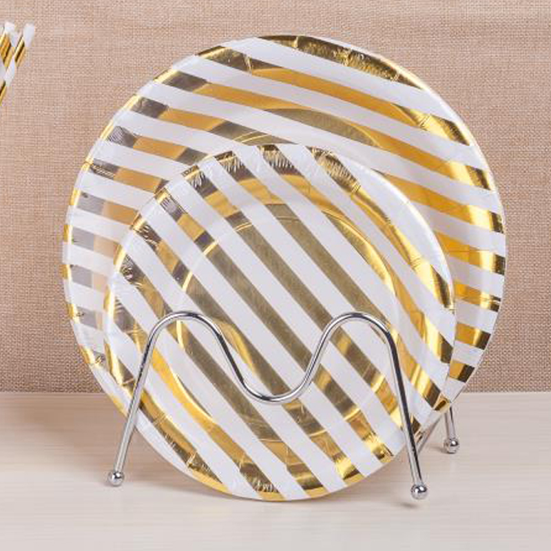Hot sale disposable paper discs paper tableware party supplies hot stamping discs 100 pieces each