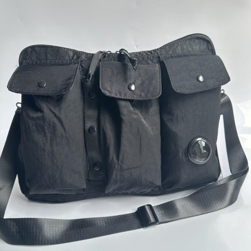 Men Single Shoulder Cross Body Small Bag Single Lens Outdoor Sports Drawstring Nylon Triple Pocket Waist Bag Black Khaki