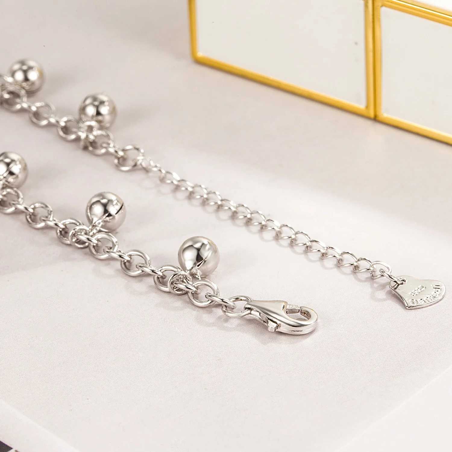 925 Sterling Silver Anklet Ankles Bell Foot Chain Jewelry for Women Anklets Beach Sandals Cheville Bracelet Leg Gifts 27cmX240910