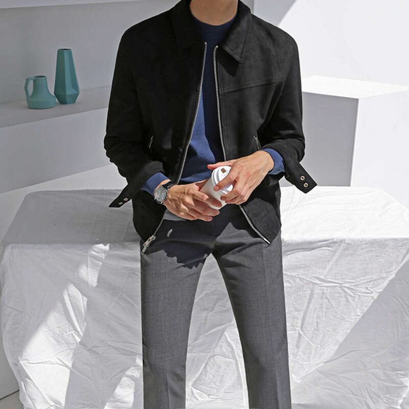 MYQ Men's Spring New Korean Edition Loose Trendy Casual Suede Short Collar Work Jacket
