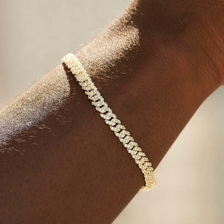 6mm White Gold Sterg Sier VVS Moissanite Dia Cuban k Chain Bracelet Iced Out Mossanite Jewelry For Men Women