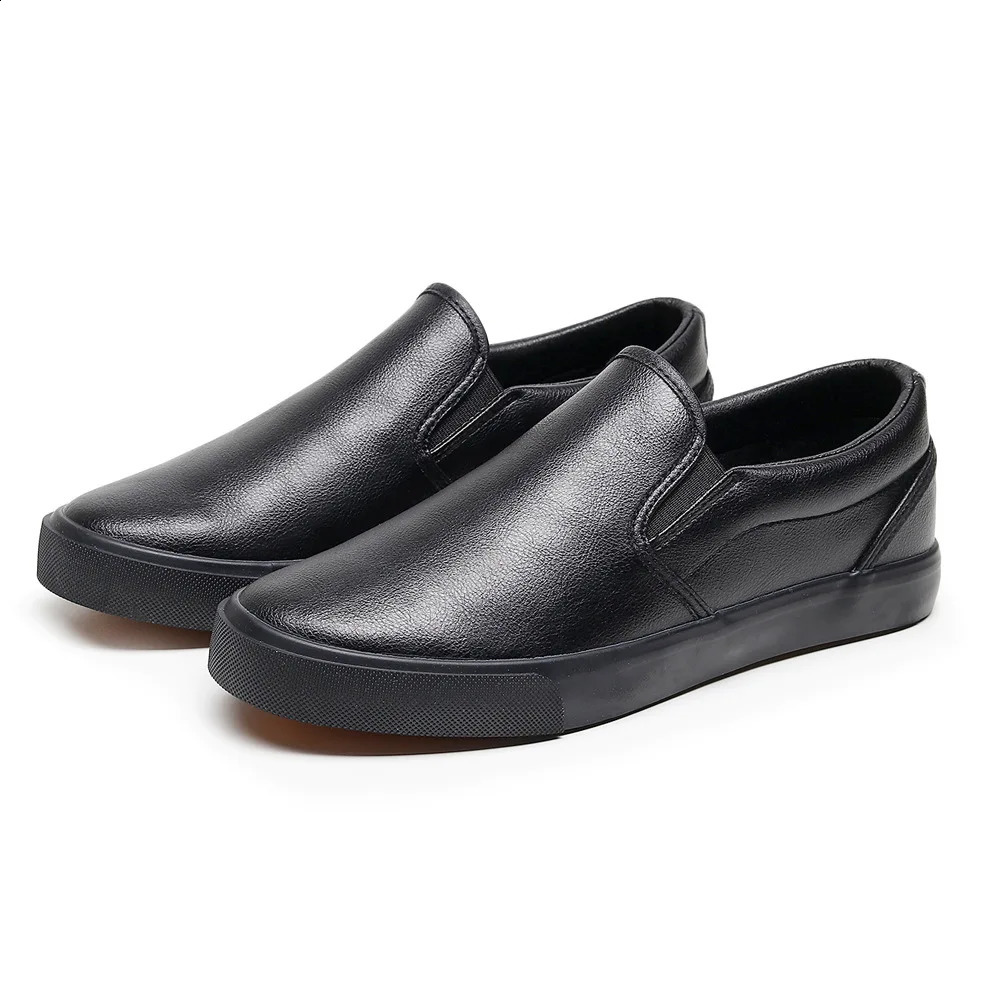 Black Microfiber Waterproof Mens Womens Casual Shoes Flat Bottome Soft Sole Loafers Wear-resistant Non Slip Sneakers Men Shoes 240904