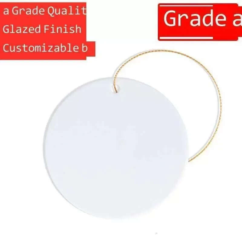 Blank Sublimation White Inch 3 Chirstmas Engaged Customized Ornament Round Heart Circle Star Shape Ceramic Xmas Tree Decor Hangtag Sxjun26