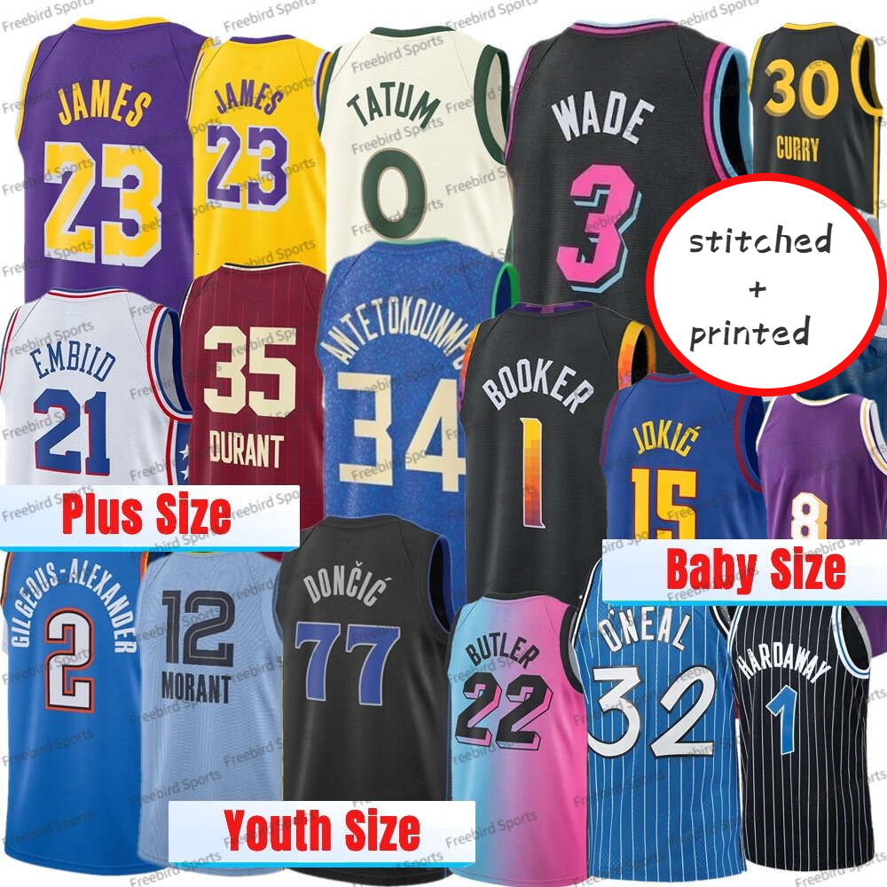 Infant Toddler Big Size 5XL Basketball Jersey Booker 30 Curry Tatum Bird Iverson JAMES Mcgrady Giannis James Durant Lillard Siakam Tatum Butler 4XL 3XL Toddler