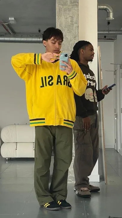 Zip Up Coat Retro Mens Grunge Gothic Jacket Y2K Aesthetic Vintage Yellow Sweatshirts Letter Embroidery Graphic Pattern 240909