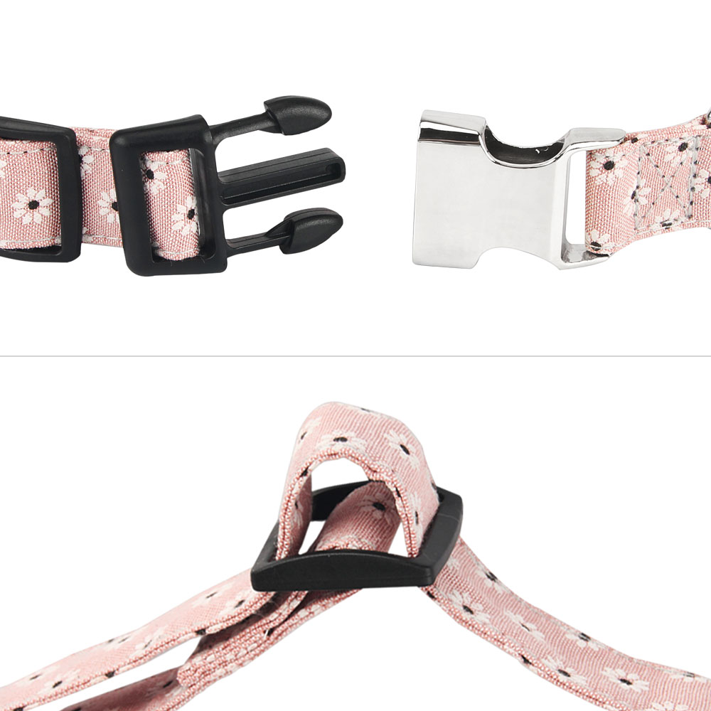 Newest Cute Dog Collar Floral White Daisy ,Adjustable Printing Pet Collar with Metal Buckle for Dogs and Cats Pet Accessories