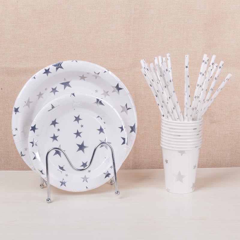 Hot sale disposable paper discs paper tableware party supplies hot stamping discs 100 pieces each