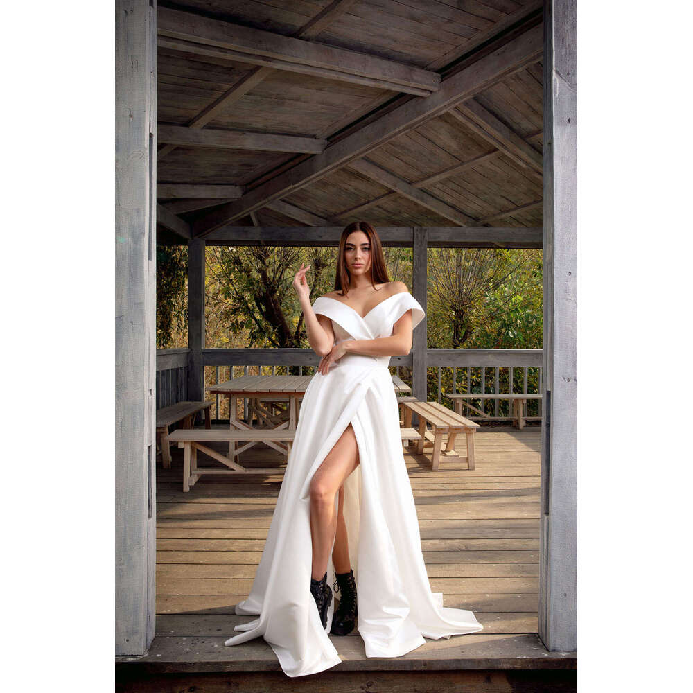 Design New Dresses A E Off The Shoulder V Neck Split Or Length Bride Wedding Dress Vestido De Novia Custom Made estido
