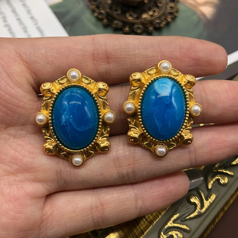 Draweye Blue Necklace Womens Geometric Medieval Style Fashion Necklace Para Mujer Hyperbole Elegant Party Jewelry 240910